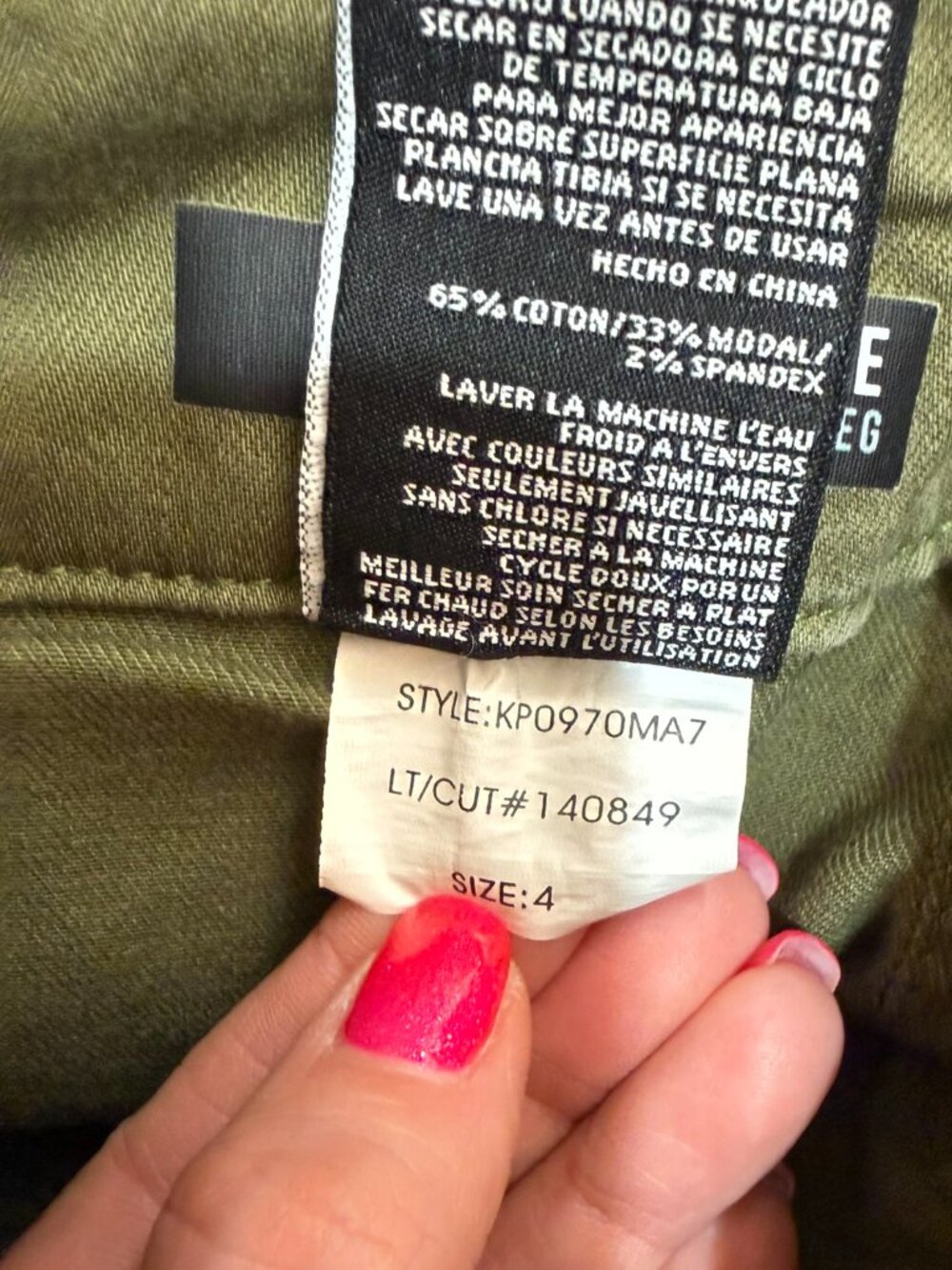 Kut from the Kloth Reese Ankle Straight Leg Olive Green Pant Zipper Cuff Size 4 - Picture 8 of 8